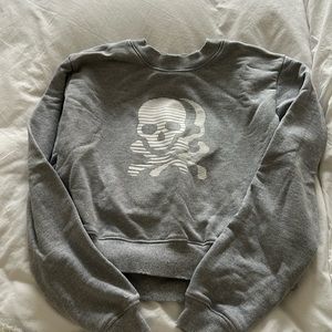 Soulcycle skull distressed crewneck sweatshirt